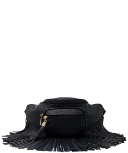 Designer Chic Fringe Waist Bag KL088 BLACK